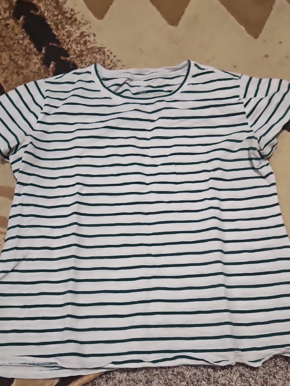 LC Lauren Conrad White Tee with Dark Green Stripes